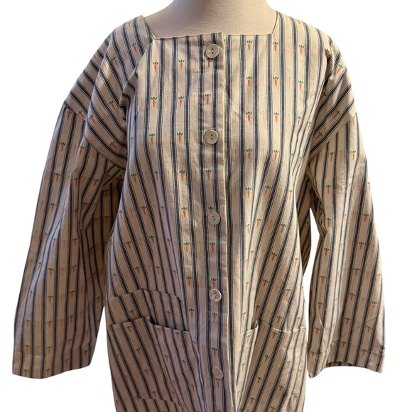 Vintage Jackets & Blazers - Vintage GIANNA ROSE Carrot Print Garden Smock